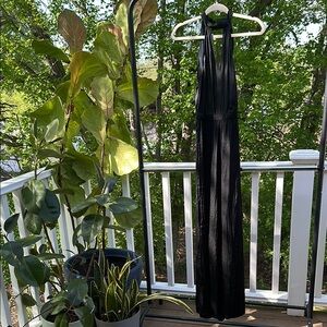 The Most Fun Silky Black Backless Jumpsuit